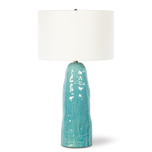 Light blue ceramic coastal lamp
